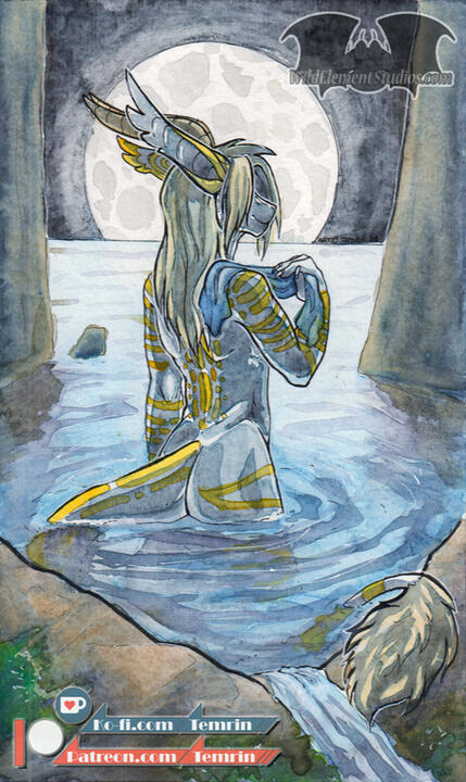 Watercolour: Moonlit Dragon