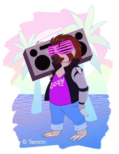 CozyCon Online Vaporwave Sloth Shirt Design