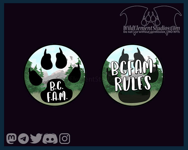 Logo(s): B.C. Furry Art Market - Telegram Channel and Rules Channel.